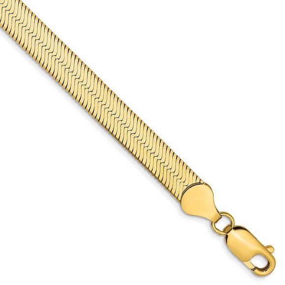 6.5mm 14k Yellow Gold Solid Herringbone Chain Bracelet 7 Inch